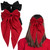 2 Pcs Red Satin Bow Hair Barrettes Clips, Big Hair Bows for Women Hair Ribbons Oversized Long Tail, Silky Black Hair Bow, French Style Bow for Girls Soft Ribbon Barrettes Metal Clips Hair Accessories