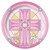 Pink Sacred Cross Religious Dessert Plates, 8ct