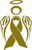 Gold Childhood Cancer Angel Ribbon Awareness - Die Cut Vinyl Window Decal/Sticker for Car/Truck
