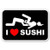 INDIGOS UG Sticker - Decal - JDM - Die Cut - I Love Sushi Adult Funny car Bumper Sticker Window Decal 127mm x 76mm