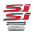 Thxsoon 1Pcs Si Logo Car Front Grille Emblem Plus 1Pcs Si Sticker Racing Sport Decal Turbo 3D Badge Set (Red)