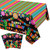 PHOGARY 3 PCS Fiesta Tablecloth for Mexican Themed Birthday Party Decorations, Fiesta Party Decorations Plastic Tablecovers for Mexicana Taco Night Cinco De Mayo, Mexican Style Stripes, 51" x108"