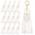 12 Pieces Mini Macrame Keychains Boho Macrame Bag Charms Aesthetic Keychain Cute Handcrafted Keychain Bohemian Keychains for Women Bridesmaid Gift Car Key Purse Phone Supplies, Beige