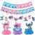 Stitch and Angel Gender Reveal Party Supplies,Includes Boy or Girl We Love You Banner,Hanging Swirls and Table Decorations Honeycomb Centerpieces for Stitch and Angel Gender Reveal Party Decorations.