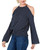 Bar III Printed Cold-Shoulder Top, Navy DOT XXS