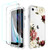 Tothedu Phone Case for iPhone SE 2022/SE 3 2022/iPhone SE 2020/iPhone 7/iPhone 8 Case with Tempered-Glass Screen Protector, Clear Floral Pattern Full Body Protective Cover Cases for iPhone 8 (Flower)
