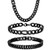 Aospkle 3PCS Cuban Link Figaro Bracelet Necklace, Black Sturdy 316L Stainless Steel Cuban Link Figaro Chain for Men Jewelry Set with Gift Message Card 8mm, 9 Inches
