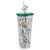 Silver Buffalo Harry Potter Fantasy Floral Plastic Cold Cup with Lid and Topper Straw, 24 Ounces