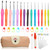 SEKIU Crochet Hooks Set, 14 Size (2mm-10mm) Ergonomic Crochet Needle with Storage Case, Crochet Hooks for Arthritic Hands, Extra Long? Knitting Needles (Pink)