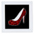 3dRose qs_57137_1 I Love Shoes Red Cheetah High Heel Shoe on Black Quilt Square, 10 by 10-Inch