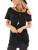 TEMOFON Women Cold Shoulder Tops: Summer Short Sleeve Shirts Casual Twist Knot Blouse T-Shirt Black S