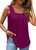 Summer Tops for Women Pleated Square Neck Tank Tops Flowy Sleeveless Blouses Purple XL