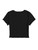 Floerns Women's Solid Lettuce Trim Rib Knit Short Sleeve Crop Tops Tee Shirts Black L