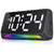 XUANZIT [RGB] Super Loud Alarm Clock for Bedroom, Heavy Sleepers, Adults, Teens, Kids | Small Bedside Digital Clock with Dynamic RGB Atmosphere Night Light, LED Display, USB Charger