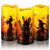 EIMMBD 3 Pack Halloween Candles Flameless Flickering, Battery Operated Led Warm Candles with Werewolf, Castle, Witch Horror Halloween Decorations