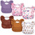 Leumoi 6 Pcs Mess Proof Baby Bib Waterproof Girl Bib for Baby Toddler Bibs for Eating Feeding with Food Catcher 6-36 Months (Rainbow)
