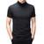Percle Mens Fashion Short Sleeve Mock Turtleneck Basic Tops Casual Pullover T-Shirt Slim Fit Solid Undershirt Black