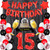 Santonila Red 15th Birthday Decorations Happy Birthday Banner Sash Cheers To 15 Years Cake Topper Number 15 Confetti Latex Balloons Black Tinsel Foil Fringe Curtains for Girls Women 15 Years Old Birthday Party