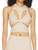SAFRISIOR Women Sexy Cut Out Knit Crop Top Hollow Out Twist Front Sleeveless Ribbed Knit Racerback Crop Tank Top Apricot