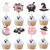 Rsstarxi 24 Pack Halloween Spooky One Cupcake Toppers Glitter Pumpkin Bat Spider Ghost Pink Girl First Birthday Cupcake Picks Decoration for Halloween Baby Shower 1st Birthday Party Cake Decorations