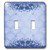 3dRose LSP_78321_2 Pretty Vintage Flower and Damask Design Double Toggle Switch, Blue