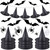 TREWAVE 12PCS Black Halloween Witch Hat with 3D Spider Bat Wall Decal Stickers 100 Yards Hanging Rope, Witch Costume Accessory Party Favor for Halloween Party Cosplay Decoration
