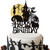 Happy Birthday Cake Topper Halloween Decorations Black Glitter Half Moon House Pumpkin Ghost Bat Themed Halloween Party Decoration Supplies
