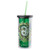 Silver Buffalo Harry Potter Slytherin Floral Crest Plastic Tall Cold Cup with Lid and Straw, 20 Ounces