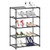 5-Tier Small Shoe Rack, Narrow Stackable Shoe Shelf Storage Organizer, Sturdy Metal Expandable Free Standing Shoe Racks for Entryway Hallway Closet Bathroom Living Room (CXY-5-Black)