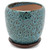 Napco Brown Mottled Glazed Ceramic Pot for Indoor Plants Planter with Saucer, 3.75 inch, Teal and Black