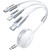 LISEN 60W/3.5A Multi Charging Cable, Retractable Phone Charger Cord iPhone Compact for Travel, Retractable Charging Cable with Type C/Lightning/Micro USB Ports for iPhone 15, Samsung, iPad, Kindle