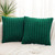 Pallene Faux Fur Plush Throw Pillow Covers 18x18 Set of 2 - Luxury Soft Fluffy Striped Decorative Pillow Covers for Sofa, Couch, Living Room - Christmas Green
