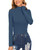 Women's Long Sleeve Mock Turtle Neck Tops Lightweight Slim Fitted Base Layer Shirts Beja Blue Medium