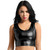 MSemis Womens Shiny Metallic Sleeveless Crop Tops Shirt Rave Dance Party Wet Look Crop Tank Vest Dancewear Black Medium