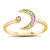 Clear CZ Beautiful Crescent Moon Star Ring New .925 Sterling Silver Band Size 8