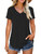 Amoretu Women's V Neck T Shirts Summer Short Sleeve Plain Blouses Tops Black L