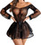 Avidlove Lingerie Dress for Women Lace Babydoll Lingerie Sexy Long Sleeve Lingerie Nightwear Chemise Nightie, Black, M