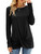Naggoo Women's Tunic Tops Twist Knot Casual Pullover Shirts Long Sleeve Knit Loose Tunic Blouses Black S