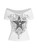 SOLY HUX Women's Y2k Graphic Tees Crop Tops Star Print Off Shoulder Short Sleeve T Shirts White Star L