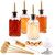 Furnizone Coffee Syrup Dispenser, Glass Syrup Dispenser Simple Syrup Bottles 4 Pack 7oz with Metal Pour Spouts, Stopper Corks, Tea Spoons, Vanilla Caramel Syrup Honey Dispenser for Coffee Bar