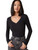 Floerns Women's Basic V Neck Long Sleeve Tee Tops Slim Fit Solid T-Shirts Black XL
