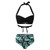 Waist Swimsuit Retro Two Vintage Set Piece Ruched Women Halter Bikini Print High Athletic Bathing Suits for Women Green
