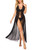 Avidlove Women's Sexy Babydoll High Split Long Maxi Lace Dress Lingerie Gown Black