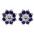 Purple CZ Stone Studded Flower with Clear Stone Center 925 Sterling Silver Stud Earring