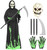 ThinkMax Halloween Grim Reaper Costume for Boys Kids, Glow in the Dark Halloween Phantom Costume with Scythe,Skull Mask and Glove (M (8-10 Years))