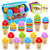 Joyreal Alphabet Ice Cream Learning Toys, 52 PCS Color Sorting Toys for Toddlers, Preschool Montessori Stacking Fine Motor Skills Toys, Upper and Lower Case Letter Games with Flash Cards, Storage Tub