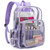 Mimfutu Heavy Duty Clear Backpack School Backpack, PVC Transparent Backpacks See Through Bookbag for Girls Boys Women Men (Lavender Purple)