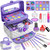Hollyhi Kids Makeup Kit for Girl, Washable Makeup Set Toy with Real Cosmetic Case for Little Girl, Pretend Play Makeup Beauty Set Birthday Toys Gift for 3 4 5 6 7 8 9 10 Years Old Kid (Purple)