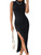 Verdusa Women's Mock Neck Split Thigh Sleeveless Long Bodycon Tank Dress Black L