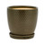 Napco Imports Mini Diamond Embossed Ceramic Pot with Dark Green Glaze for Indoor Plants Planter with Saucer, 7.25 x 7.25